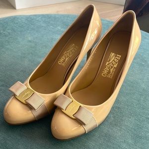 Ferragamo platform high heels tan US9.5